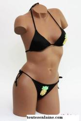 Swimwear Bikini 2 parts black Pineapple  Sequins