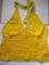 1 pull-back naked Bouton d'Or yellow hand knitted