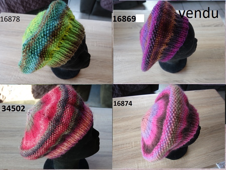 1 Béret femme tricoté main pure laine coloris au choix