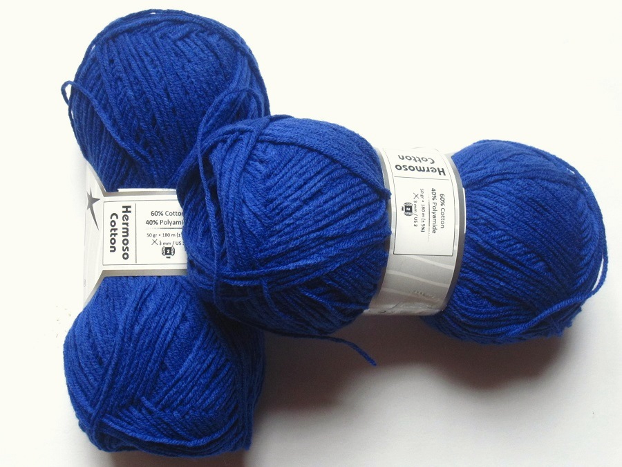 1 pelote Coton Hermoso Cotton bleu royal 47041