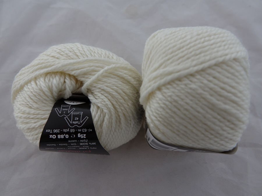 1 skein wool and silk Phil Celeste ecru 102