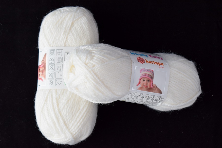 1 ball  wool Woolly Baby  white 010 Kartopu