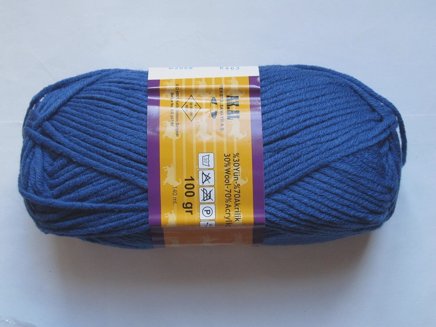 1 pelote grosse laine 100 gr  Akal bleu 3008