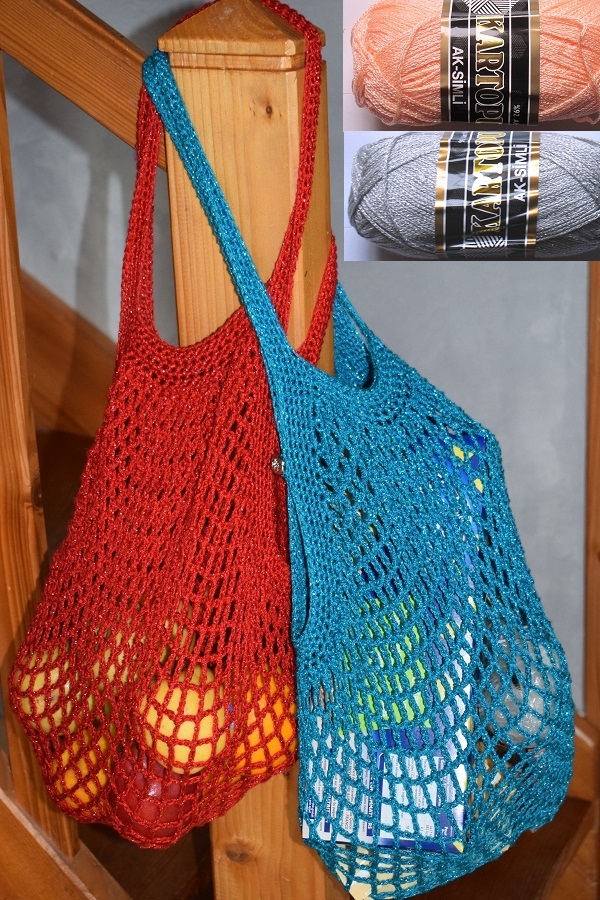 1  kit shopping bag crocheted 4 colors choice