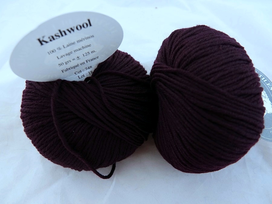 1 Pelote Kashwool aubergine 748 Textiles de la marque
