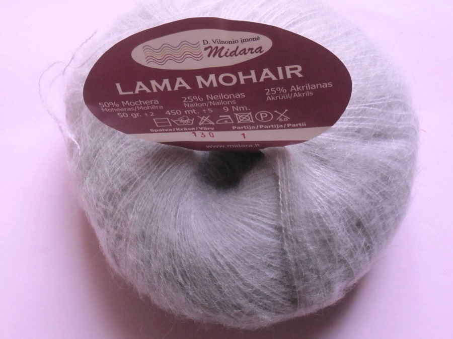 1 ball 50 mohair Lama Mohair gray 130 Midara