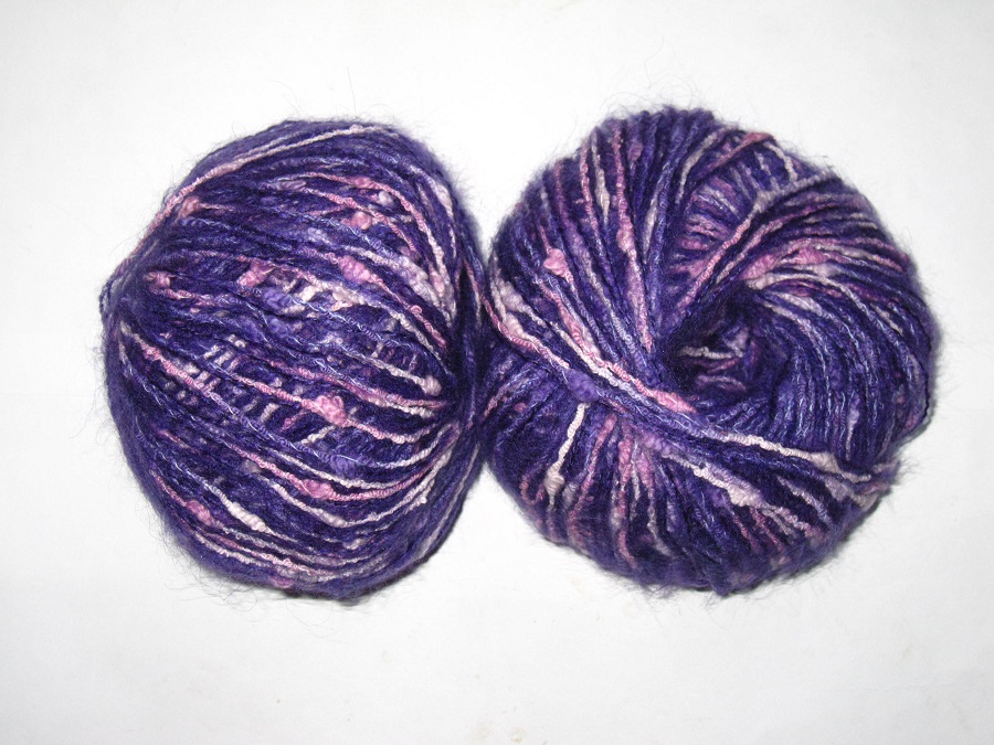 1 ball purple  mohair fancy multico 6
