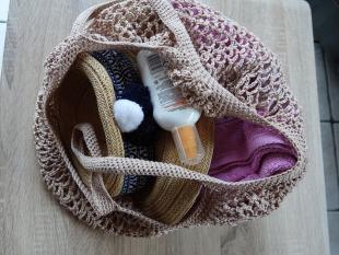 1 kit coton filet à provision ,sac de plage ,etc..petit modèle 4 couleurs  au choix au crochet en chainette ak-simli - Un grand marché