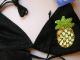 Maillot De Bain 2 Pièces Bikini noir séquins ananas